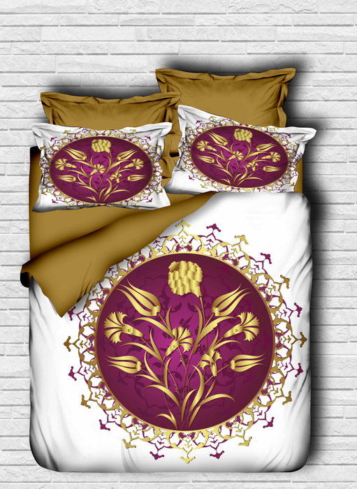 L'essentiel linge de maison Juego de funda nórdica doble con impresión 3D, Marrón, morado y blanco L'essentiel linge de maison Juego de funda nórdica doble con impresión 3D, Marrón, morado y blanco